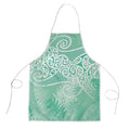 Aotearoa Maori Koru Curves Apron Silver Ferns - Mint
