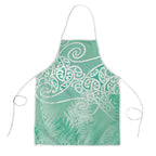 Aotearoa Maori Koru Curves Apron Silver Ferns - Mint