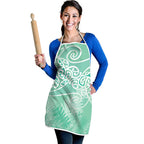 Aotearoa Maori Koru Curves Apron Silver Ferns - Mint