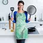 Aotearoa Maori Koru Curves Apron Silver Ferns - Mint