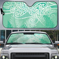Aotearoa Maori Koru Curves Auto Sun Shade Silver Ferns - Mint