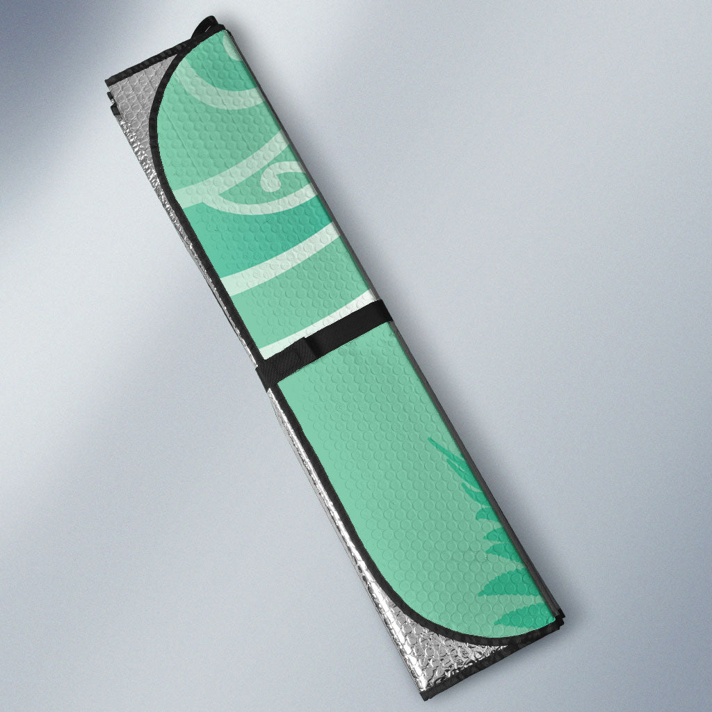 Aotearoa Maori Koru Curves Auto Sun Shade Silver Ferns - Mint