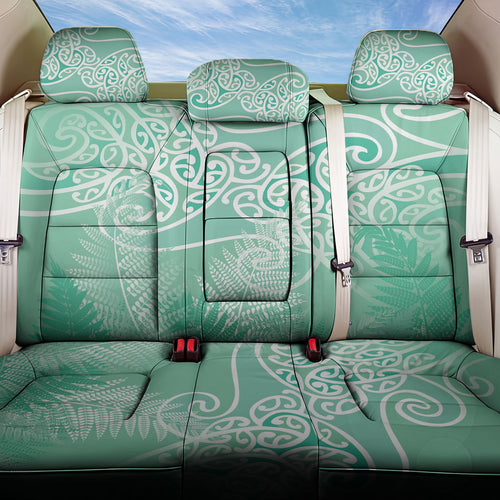 Aotearoa Maori Koru Curves Back Car Seat Cover Silver Ferns - Mint