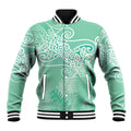 Aotearoa Maori Koru Curves Baseball Jacket Silver Ferns - Mint
