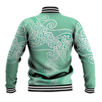 Aotearoa Maori Koru Curves Baseball Jacket Silver Ferns - Mint