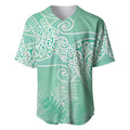 Aotearoa Maori Koru Curves Baseball Jersey Silver Ferns - Mint