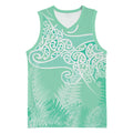 Aotearoa Maori Koru Curves Basketball Jersey Silver Ferns - Mint