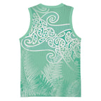 Aotearoa Maori Koru Curves Basketball Jersey Silver Ferns - Mint