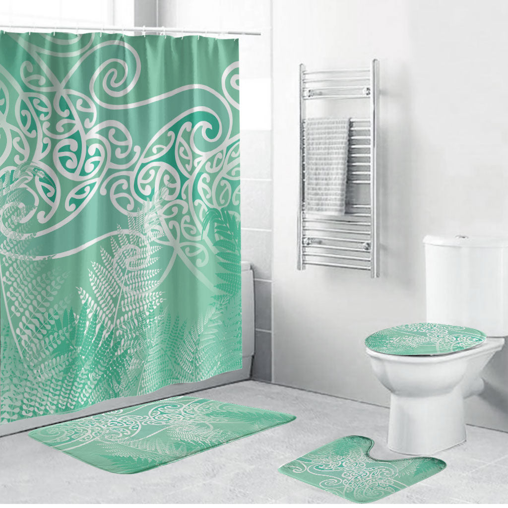 Aotearoa Maori Koru Curves Bathroom Set Silver Ferns - Mint