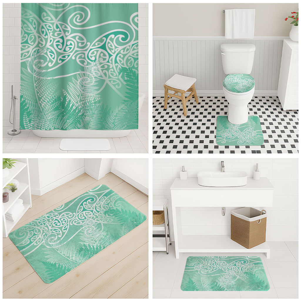 Aotearoa Maori Koru Curves Bathroom Set Silver Ferns - Mint