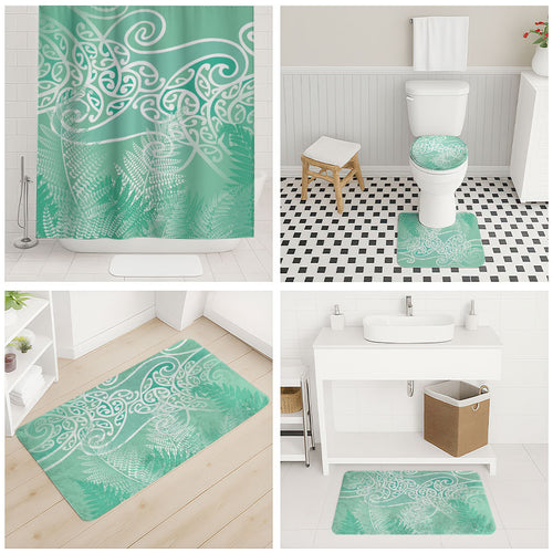 Aotearoa Maori Koru Curves Bathroom Set Silver Ferns - Mint