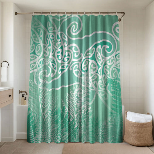 Aotearoa Maori Koru Curves Bathroom Set Silver Ferns - Mint