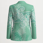 Aotearoa Maori Koru Curves Blazer Silver Ferns - Mint