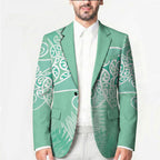 Aotearoa Maori Koru Curves Blazer Silver Ferns - Mint