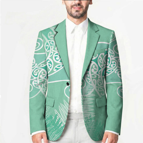 Aotearoa Maori Koru Curves Blazer Silver Ferns - Mint