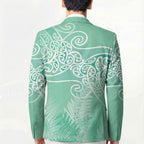 Aotearoa Maori Koru Curves Blazer Silver Ferns - Mint