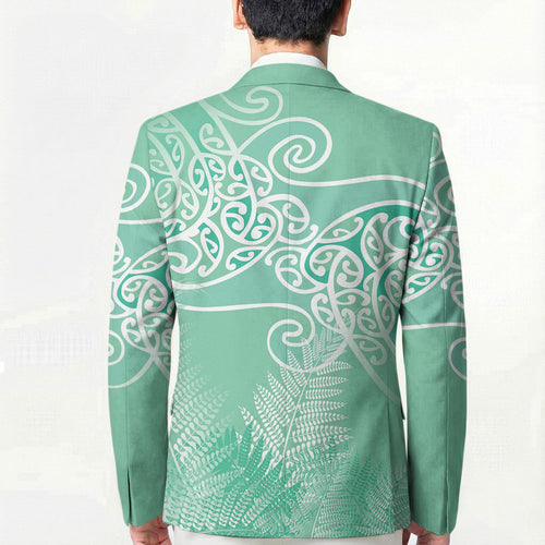 Aotearoa Maori Koru Curves Blazer Silver Ferns - Mint