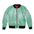 Aotearoa Maori Koru Curves Bomber Jacket Silver Ferns - Mint