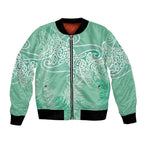 Aotearoa Maori Koru Curves Bomber Jacket Silver Ferns - Mint