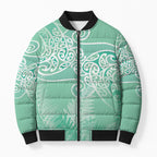Aotearoa Maori Koru Curves Bomber Puffer Jacket Silver Ferns - Mint