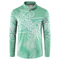 Aotearoa Maori Koru Curves Button Sweatshirt Silver Ferns - Mint