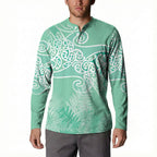 Aotearoa Maori Koru Curves Button Sweatshirt Silver Ferns - Mint