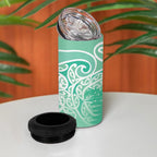 Aotearoa Maori Koru Curves 4 in 1 Can Cooler Tumbler Silver Ferns - Mint