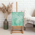 Aotearoa Maori Koru Curves Canvas Wall Art Silver Ferns - Mint