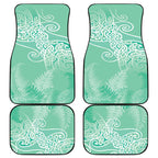 Aotearoa Maori Koru Curves Car Mats Silver Ferns - Mint