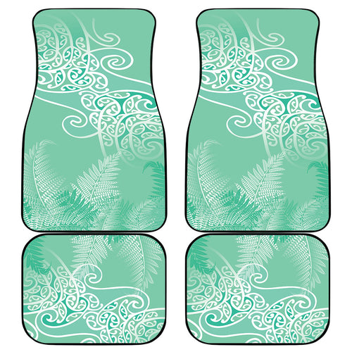 Aotearoa Maori Koru Curves Car Mats Silver Ferns - Mint