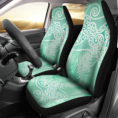 Aotearoa Maori Koru Curves Car Seat Cover Silver Ferns - Mint