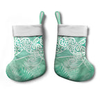 Aotearoa Maori Koru Curves Christmas Stocking Silver Ferns - Mint