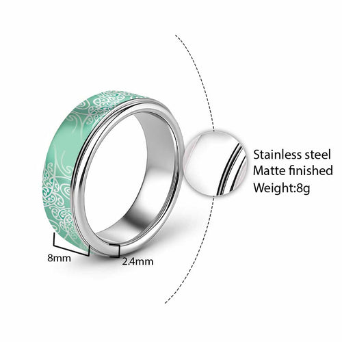 Aotearoa Maori Koru Curves Classic Ring Silver Ferns - Mint