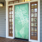 Aotearoa Maori Koru Curves Door Cover Silver Ferns - Mint