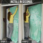 Aotearoa Maori Koru Curves Door Cover Silver Ferns - Mint