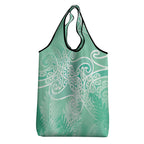 Aotearoa Maori Koru Curves Grocery Bag Silver Ferns - Mint