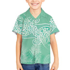 Aotearoa Maori Koru Curves Hawaiian Shirt Silver Ferns - Mint
