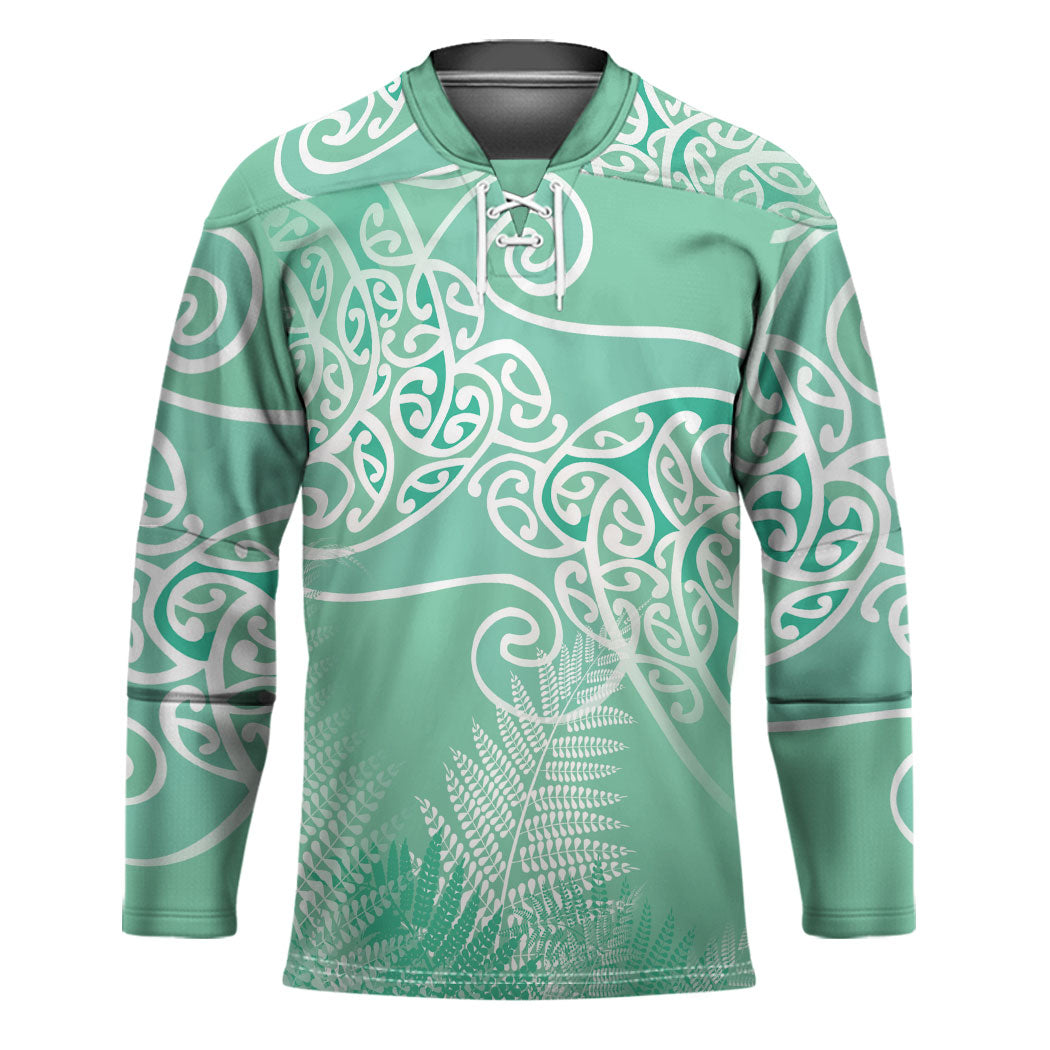 Aotearoa Maori Koru Curves Hockey Jersey Silver Ferns - Mint