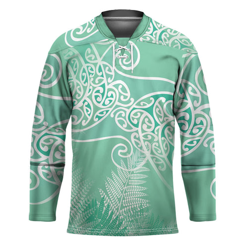 Aotearoa Maori Koru Curves Hockey Jersey Silver Ferns - Mint
