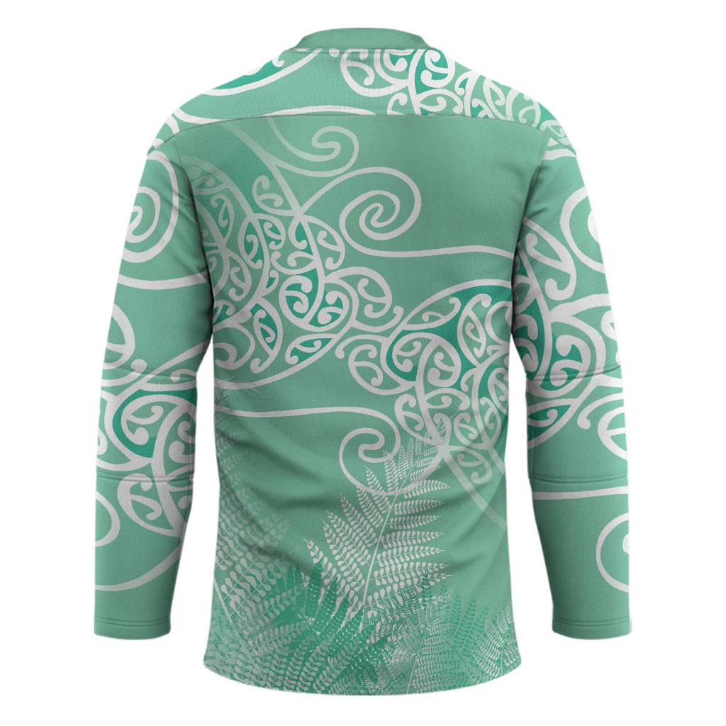 Aotearoa Maori Koru Curves Hockey Jersey Silver Ferns - Mint