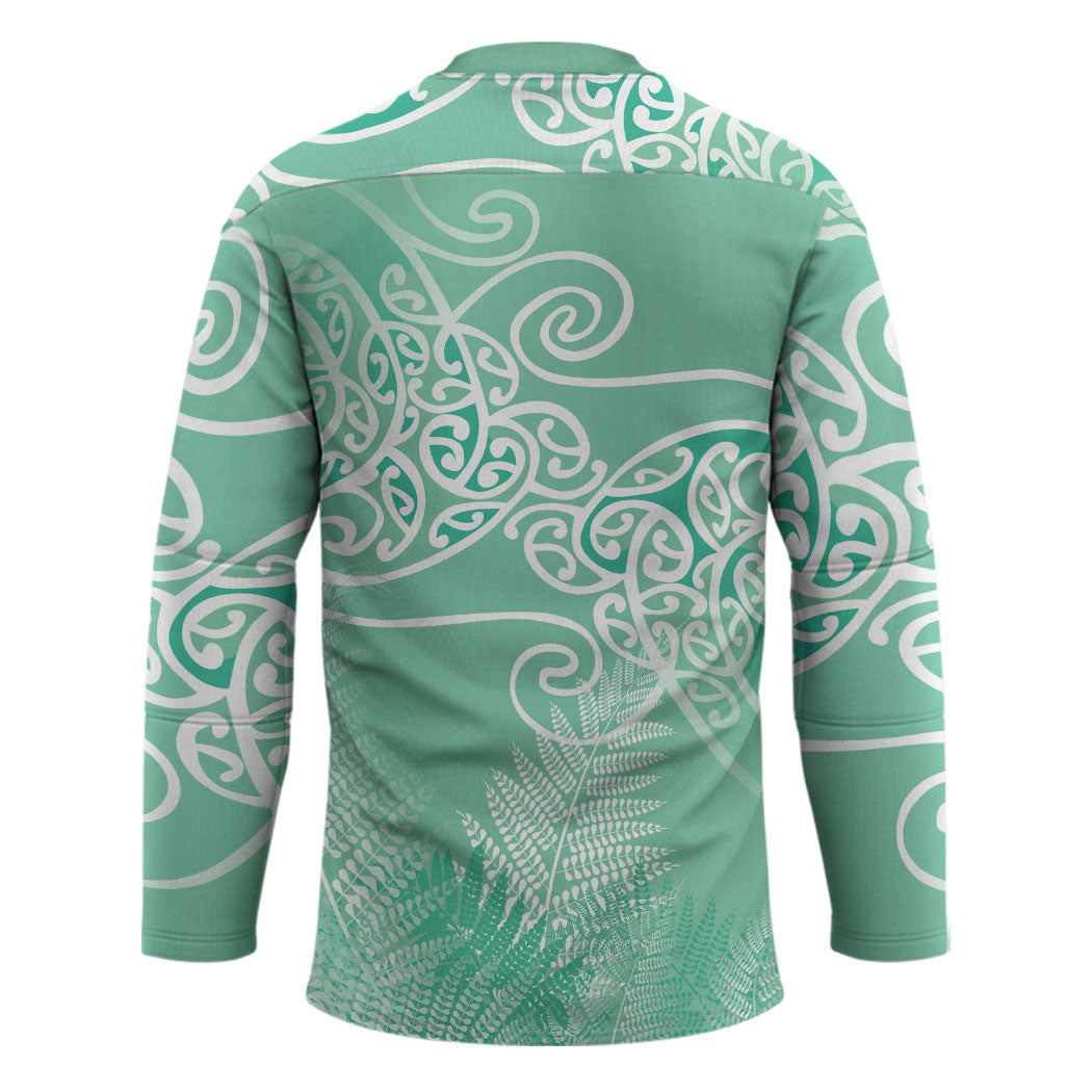 Aotearoa Maori Koru Curves Hockey Jersey Silver Ferns - Mint