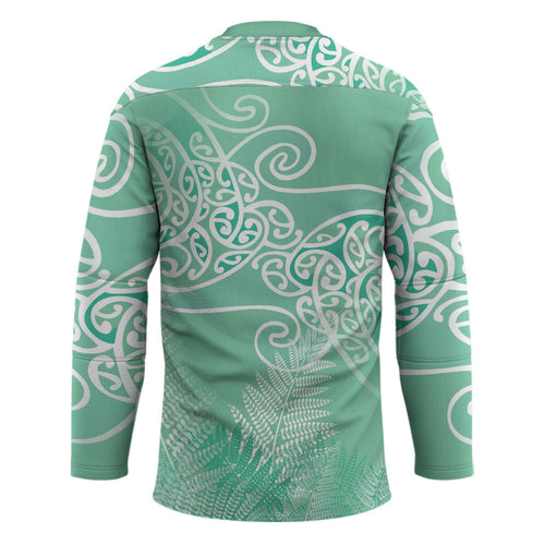 Aotearoa Maori Koru Curves Hockey Jersey Silver Ferns - Mint