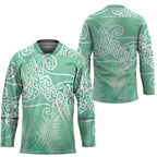 Aotearoa Maori Koru Curves Hockey Jersey Silver Ferns - Mint