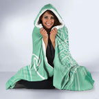 Aotearoa Maori Koru Curves Hooded Blanket Silver Ferns - Mint