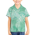 Aotearoa Maori Koru Curves Kid Hawaiian Shirt Silver Ferns - Mint