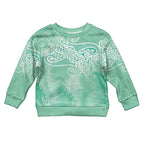 Aotearoa Maori Koru Curves Kid Ugly Christmas Sweater Silver Ferns - Mint