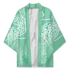 Aotearoa Maori Koru Curves Kimono Silver Ferns - Mint