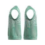 Aotearoa Maori Koru Curves Christmas Knitted V-Neck Vest Silver Ferns - Mint