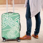 Aotearoa Maori Koru Curves Luggage Cover Silver Ferns - Mint