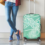 Aotearoa Maori Koru Curves Luggage Cover Silver Ferns - Mint